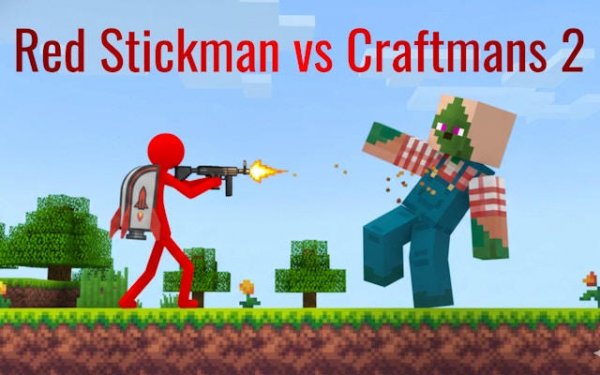 Red Stickman vs Craftmans 2: Platformer Action Arcade