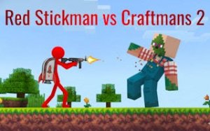 Red Stickman Blocky Quest: Action Platformer